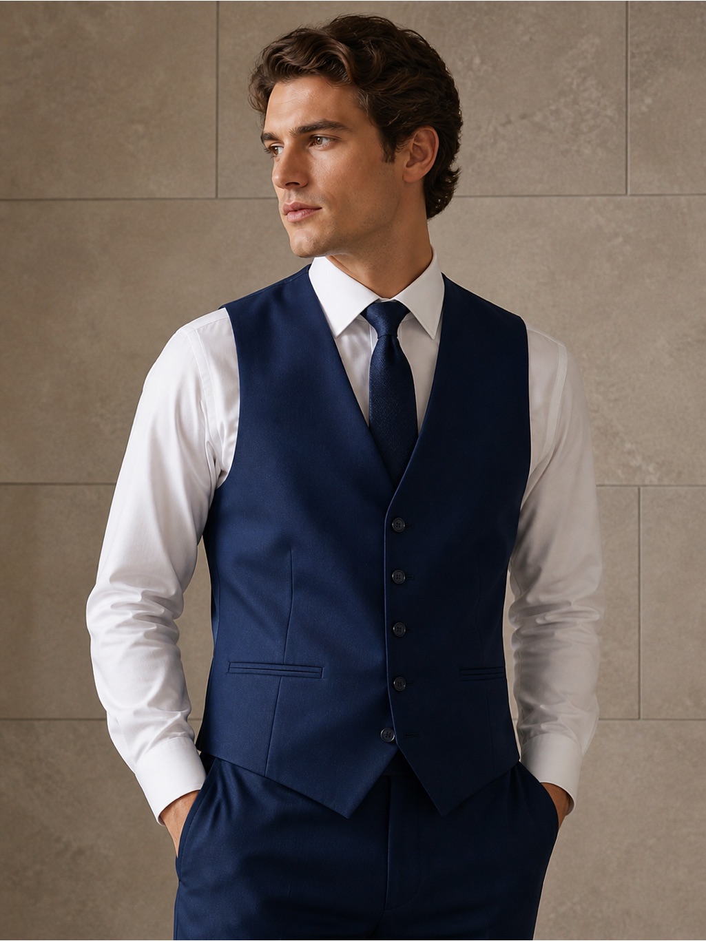 Brand New Navy Waistcoat Men’s 40r Elegant Formal Vest With Tags